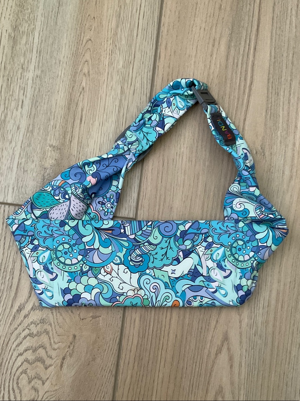 Bandi Adjustable Belt Bag Blue and Purple Paisley Activewear Travel Commuter
